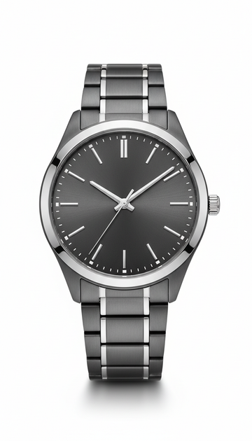 Graphite and Silver Analog Watch