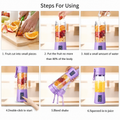 Get Livora portable mini juice blender with a compact design, showing the blender with fresh fruit ingredients inside.