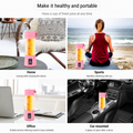 Get Livora portable mini juice blender with a sleek design, compact size, and blending jar filled with fresh fruit.