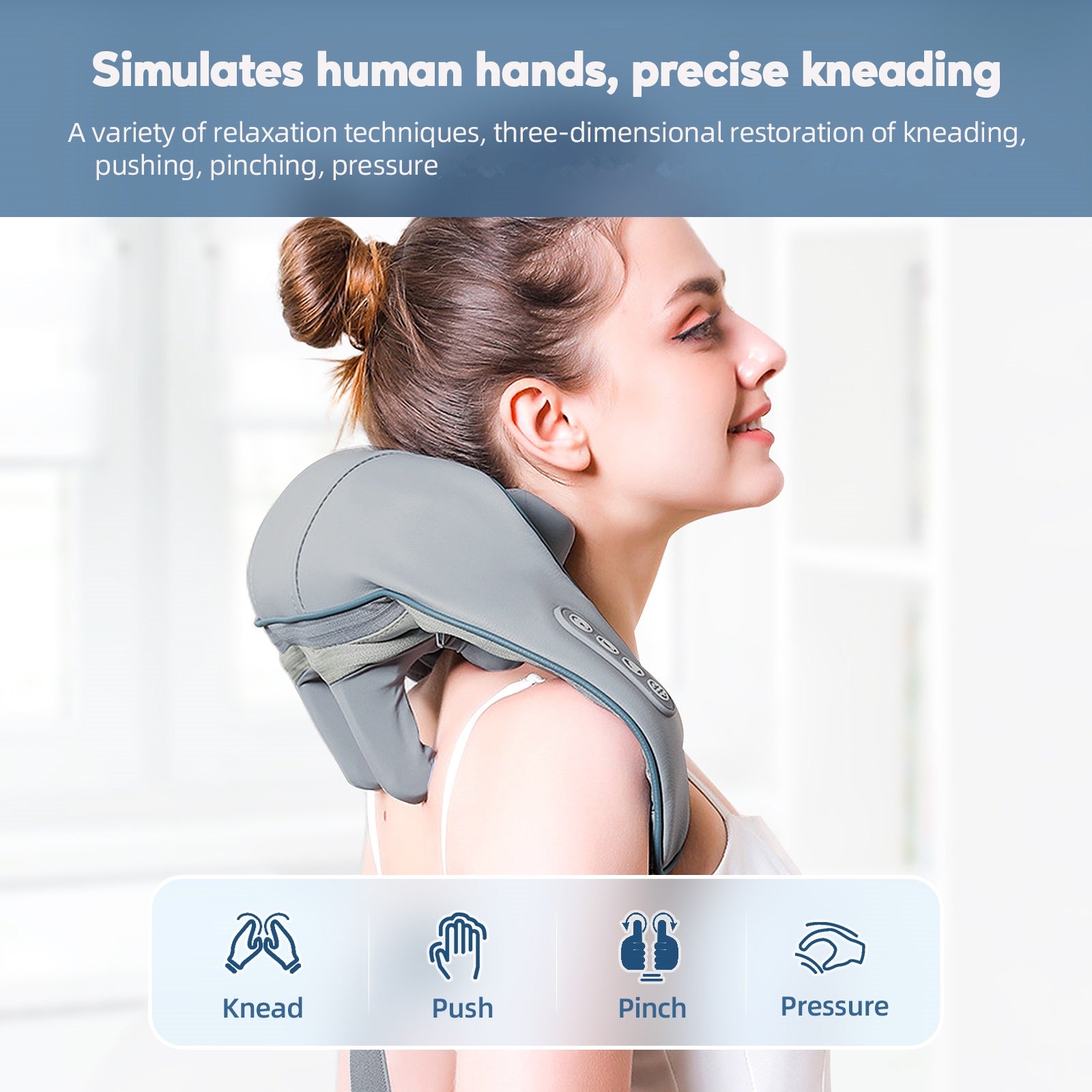 Get Livora neck and back deep tissue massager with ergonomic design, showcasing its sleek, handheld shape for targeted relief.