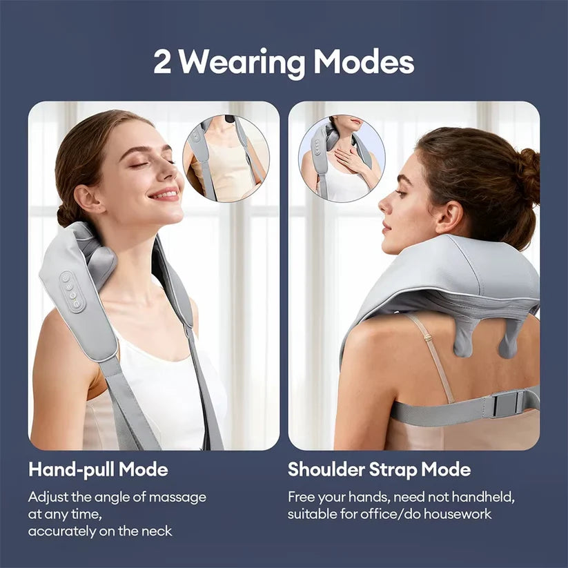Get Livora neck and back deep tissue massager with ergonomic design, showcasing the device's textured surface and control panel.